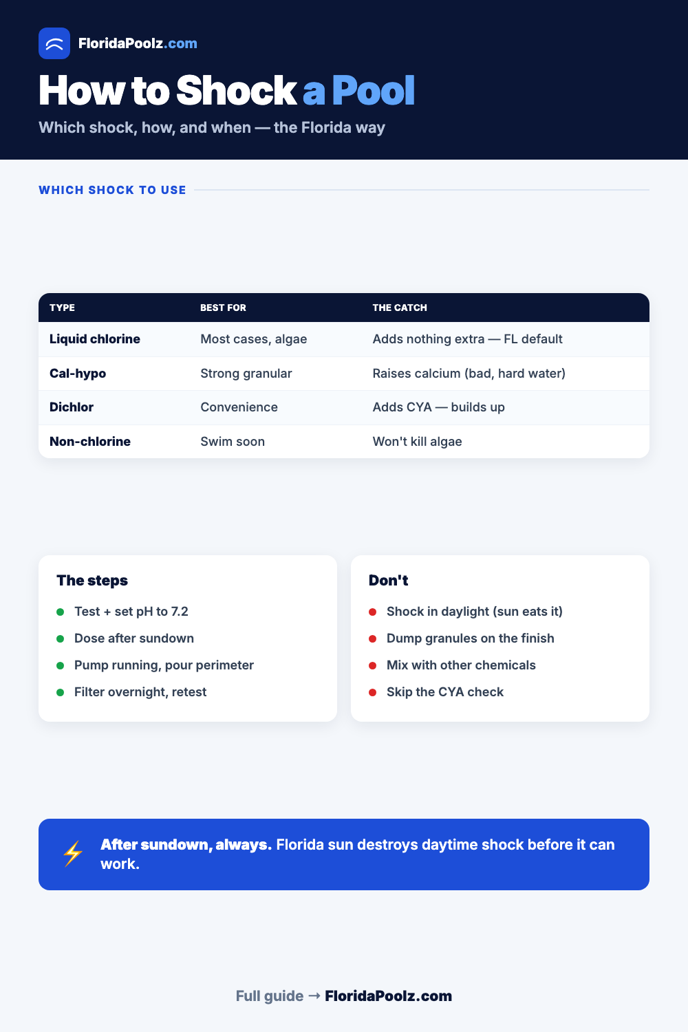 How to Shock a Pool (the Right Way) infographic